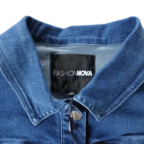 Fashion Nova Maison Stretch Denim Trucker Jacket Size XL NWT - Picture 4 of 4